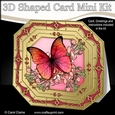 3D Shaped Octagonal Floral Card Kit - Butterfly & Flowers
