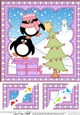 Christmas Penguin 8 x 8 Scalloped Corner Topper