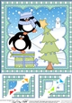 Christmas Penguin 8 x 8 Scalloped Corner Topper