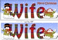 Large DL Merry Christmas WIFE 3D decoupage with Snowman Rio