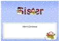 Large DL Merry Christmas SISTER insert with Snowman Rio