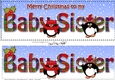 Large DL Merry Christmas BABY SISTER 3D decoupage with Tartan Penguins