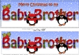 Large DL Merry Christmas BABY BROTHER 3D decoupage with Tartan Penguins