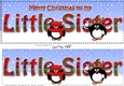 Large DL Merry Christmas LITTLE SISTER 3D decoupage with Tartan Penguins