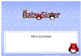 Large DL Merry Christmas BABY SISTER insert with Tartan Penguins
