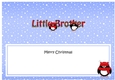 Large DL Merry Christmas LITTLE BROTHER insert with Tartan Penguins
