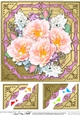 8 x 8  Pretty Flowers on Gold Frame Scalloped Corner Topper 
