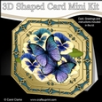 3D Shaped Octagonal Floral Card Kit - Butterfly & Pansies