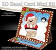 3D Easel Card Mini Kit - Christmas Livvy Bear is Snowballing