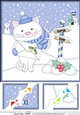 8 x 8 Christmas Scalloped Corner Topper - Cute Little Cat