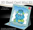 3D Easel Card Mini Kit - Cute Little Christmas Dino has an Xmas Cracker