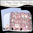 3D Pop Out Christmas Word Card Kit - Merry Christmas NIECE with Santa