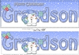 Large DL Merry Christmas GRANDSON 3D decoupage with Snowball Sam