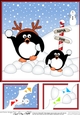 8 x 8 Christmas Penguins are having a Snowball Fight!
