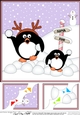 8 x 8 Christmas Penguins are having a Snowball Fight!