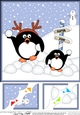 8 x 8 Christmas Penguins are having a Snowball Fight!