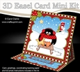 3D Easel Card Mini Kit - Christmas Pip Penguin is Sledging