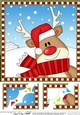 8 x 8 Scalloped Corner Topper - Cute Fun Christmas Rudolph