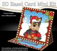 3D Easel Card Mini Kit - Cute Little Christmas Yorkie Dog