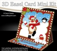 3D Easel Card Mini Kit - Christmas Rudolph is having a Snowball Fight!