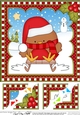 Christmas 8 x 8 Scalloped Corner Topper - Bobbin Robin is Sledging
