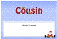 Large DL Merry Christmas COUSIN insert with Santa 3D decoupage