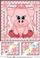 8 x 8 Cute Little Pig Scalloped Corner Topper