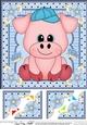 8 x 8 Cute Little Pig Scalloped Corner Topper