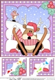 Christmas Rudolph 8 x 8 Scalloped Corner Topper