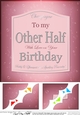 8 x 8 Birthday OTHER HALF Champers Label Scalloped corner Topper