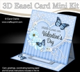 3D Easel Card Mini Kit - A Touch of Elegance Valentines Day - Flowers, Heart Lace, Butterflies & Pearls