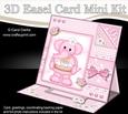3D Easel Card Mini Kit - Pretty in Pink - Lola Elephant has a Birthday Cake