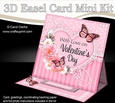 3D Easel Card Mini Kit - A Touch of Elegance Valentines Day - Flowers, Heart Lace, Butterflies & Pearls