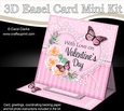 3D Easel Card Mini Kit - A Touch of Elegance Valentines Day - Flowers, Heart Lace, Butterflies & Pearls