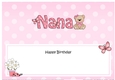 Large DL Happy Birthday NANA insert with Livvy Bear