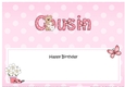 Large DL Happy Birthday COUSIN insert with Livvy Bear
