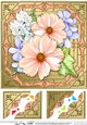 8 x 8 Pretty Flowers on Gold Frame Scalloped Corner Topper 