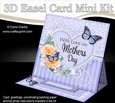 3D Easel Card Mini Kit - A Touch of Elegance Mothers Day - Flowers, Heart Lace, Butterflies & Pearls