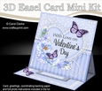 3D Easel Card Mini Kit - A Touch of Elegance Valentines Day - Flowers, Heart Lace, Butterflies & Pearls