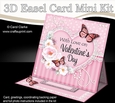3D Easel Card Mini Kit - A Touch of Elegance Valentines Day - Flowers, Heart Lace, Butterflies & Pearls