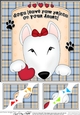 8 x 8 Scalloped Corner Topper - Dogs Leave Paw Prints - English Bull Terrier
