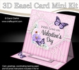 3D Easel Card Mini Kit - A Touch of Elegance Valentines Day - Flowers, Heart Lace, Butterflies & Pearls