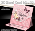 3D Easel Card Mini Kit - A Touch of Elegance Valentines Day - Flowers, Heart Lace, Butterflies & Pearls