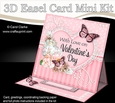 3D Easel Card Mini Kit - A Touch of Elegance Valentines Day - Flowers, Heart Lace, Butterflies & Pearls