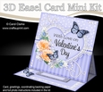 3D Easel Card Mini Kit - A Touch of Elegance Valentines Day - Flowers, Heart Lace, Butterflies & Pearls