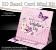 3D Easel Card Mini Kit - A Touch of Elegance Valentines Day - Flowers, Heart Lace, Butterflies & Pearls