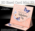 3D Easel Card Mini Kit - A Touch of Elegance Valentines Day - Flowers, Heart Lace, Butterflies & Pearls