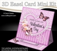 3D Easel Card Mini Kit - A Touch of Elegance Valentines Day - Flowers, Heart Lace, Butterflies & Pearls