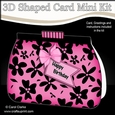 3D Shaped Card  Kit - Pretty Black Floral Clutch Bag