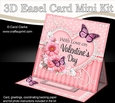 3D Easel Card Mini Kit - A Touch of Elegance Valentines Day - Flowers, Heart Lace, Butterflies & Pearls